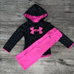 Under Armour Black and Pink Track Suit Hoodie Set 3T